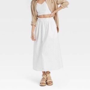 UT Cotton White Midi Skirt